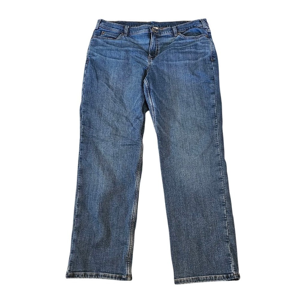 Duluth Trading Co Flannel Lined Jeans Womens 18x31 Straight Leg Cabincore Blue
